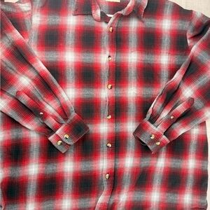 Hobbs Creek Mens 2XL red black white Plaid Flannel Shirt Long Sleeve Button up